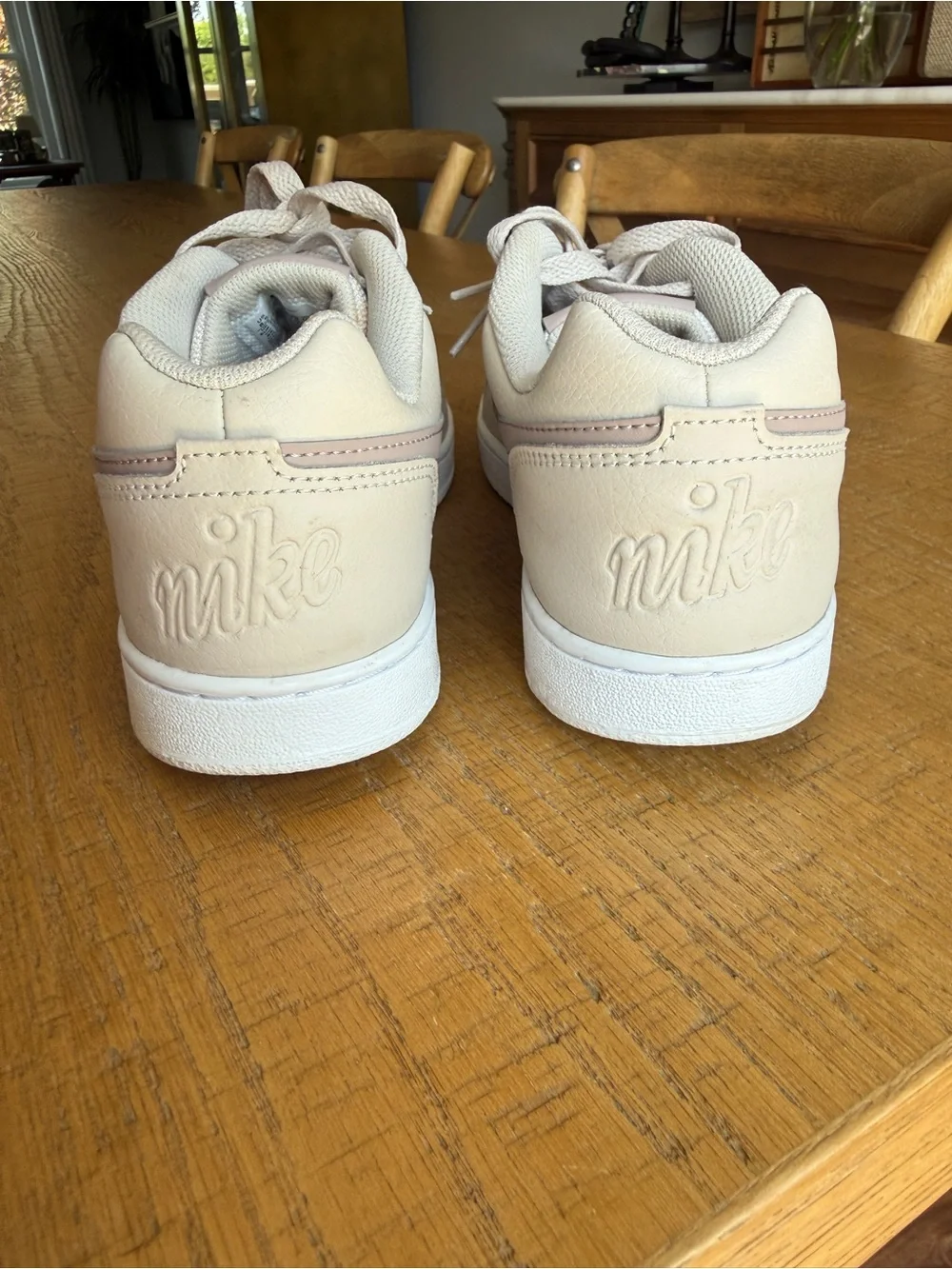 Nike Ebernon Low Beige White Lace Up Casual Sneakers